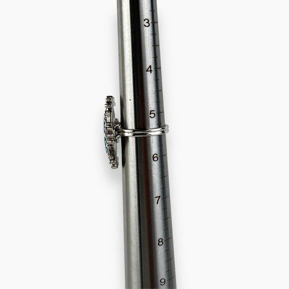 Sarah Coventry Ring Blue Cloud Oval Faux Turquoise Silvertone Adjustable 1977 - Picture 7 of 8